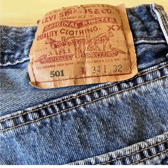 Vintage Levis 501 Jeans 34/32 Actual 29/29 Blue Workwear Denim USA MADE Womens - Picture 5 of 11